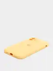 Желтый чехол Silicone Case iPhone 11 с защитой камеры с бархатной подкладкой