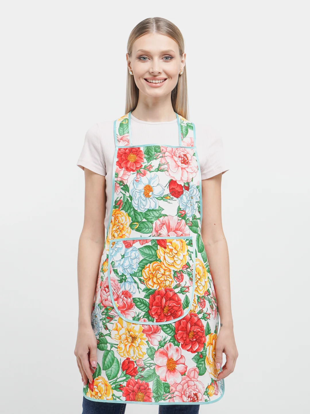 Кораллово-розовый фартук кухонный