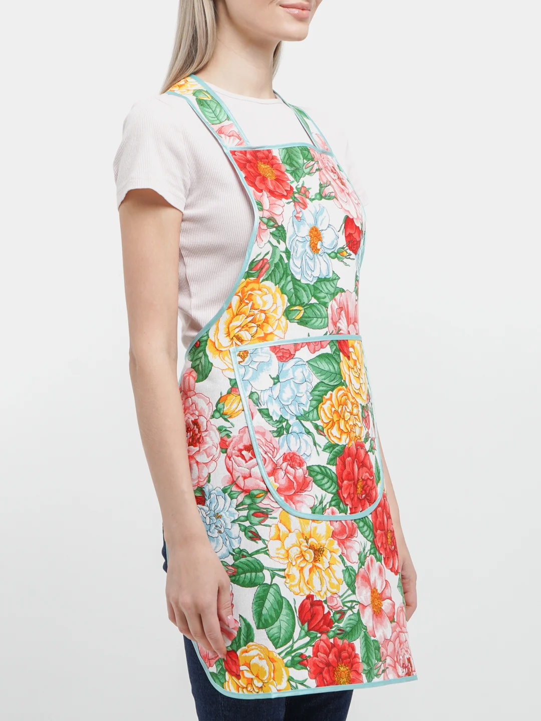 Кораллово-розовый фартук кухонный