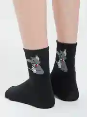 Черный женские носки цветные, с рисунком