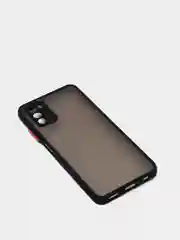 Черный чехол Samsung Galaxy A03s (Самсунг Галакси А03с) пластиковый матовый с цветными кнопками