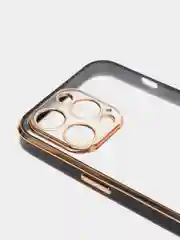 Черный чехол силиконовый с золотым ободком IPhone 13 PRO
