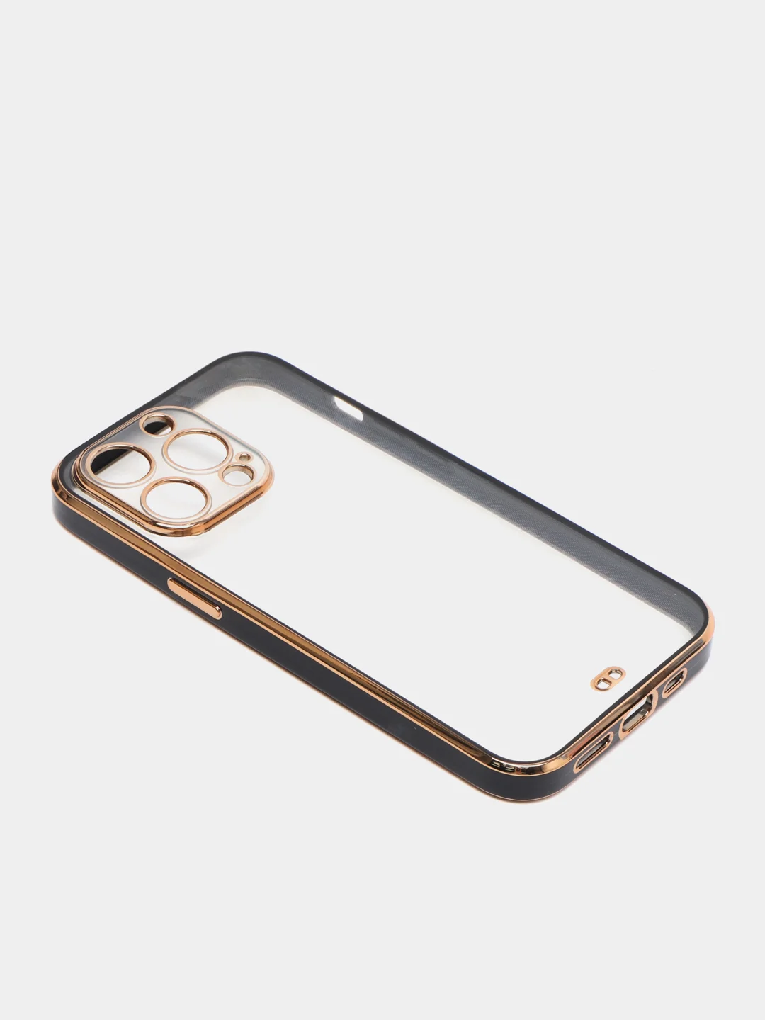 Черный чехол силиконовый с золотым ободком IPhone 13 PRO