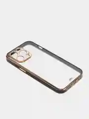 Черный чехол силиконовый с золотым ободком IPhone 13 PRO