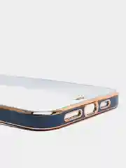Синий чехол силиконовый с золотым ободком IPhone 13 PRO MAX
