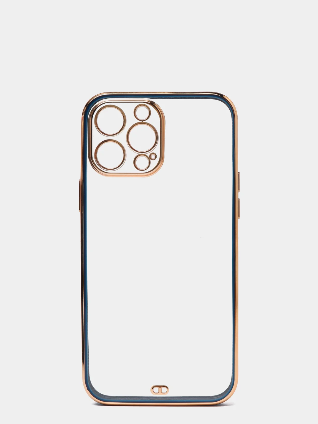 Синий чехол силиконовый с золотым ободком IPhone 13 PRO MAX