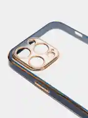 Синий чехол силиконовый с золотым ободком IPhone 13 PRO MAX