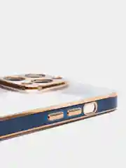 Синий чехол силиконовый с золотым ободком IPhone 13 PRO MAX