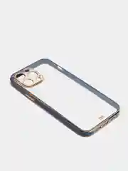 Синий чехол силиконовый с золотым ободком IPhone 13 PRO MAX