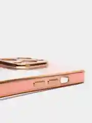 Розовый чехол силиконовый с золотым ободком IPhone 13 PRO MAX