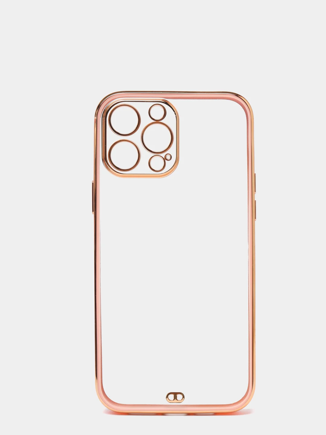 Розовый чехол силиконовый с золотым ободком IPhone 13 PRO MAX