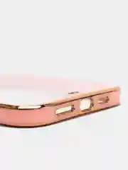 Розовый чехол силиконовый с золотым ободком IPhone 13 PRO MAX