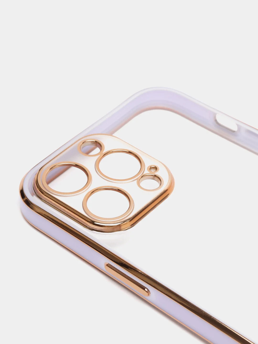 Сиреневый чехол силиконовый с золотым ободком IPhone 13 PRO MAX