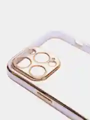 Сиреневый чехол силиконовый с золотым ободком IPhone 13 PRO MAX