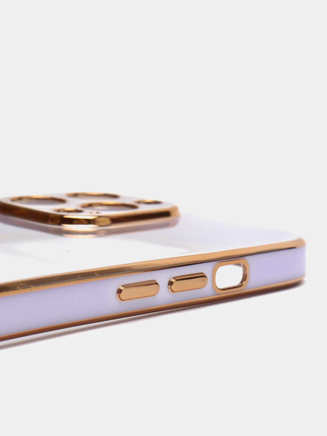Сиреневый чехол силиконовый с золотым ободком IPhone 13 PRO MAX