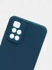 Синий меланж чехол для Xiaomi Redmi 10 силиконовый с защитой камеры и бархатом внутри Редми 10