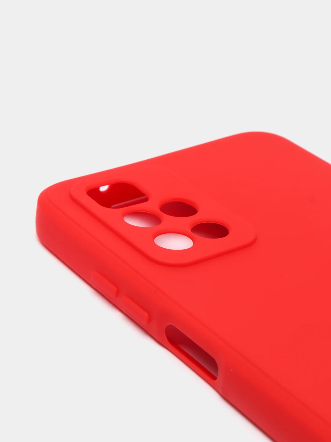 Красный чехол для Xiaomi Redmi 10 силиконовый с защитой камеры и бархатом внутри Редми 10