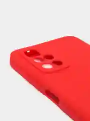 Красный чехол для Xiaomi Redmi 10 силиконовый с защитой камеры и бархатом внутри Редми 10
