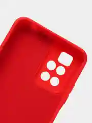 Красный чехол для Xiaomi Redmi 10 силиконовый с защитой камеры и бархатом внутри Редми 10