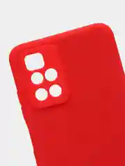 Красный чехол для Xiaomi Redmi 10 силиконовый с защитой камеры и бархатом внутри Редми 10