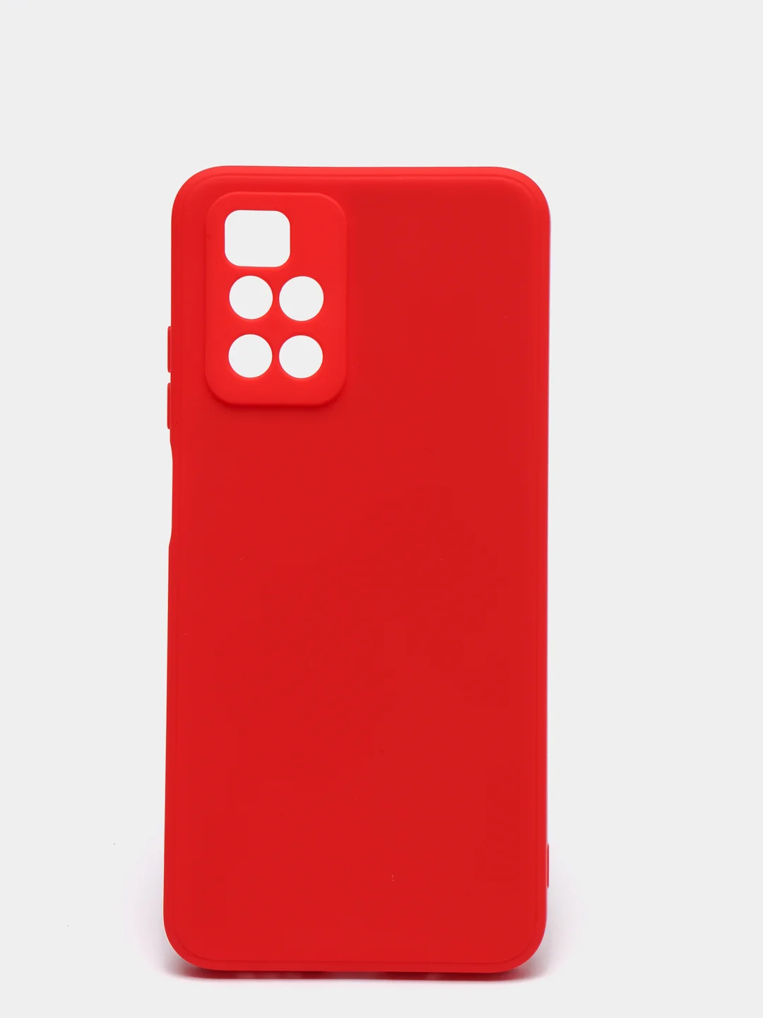Красный чехол для Xiaomi Redmi 10 силиконовый с защитой камеры и бархатом внутри Редми 10