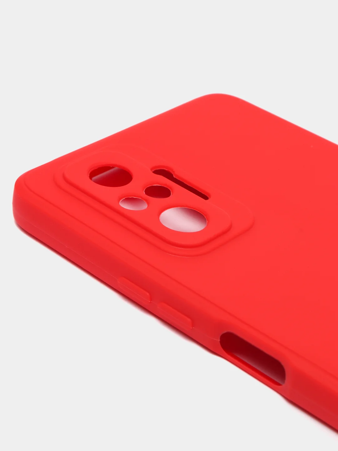 Красный чехол силиконовый Xiaomi Redmi Note 10 Pro, Note 10 Pro Max с защитой камеры и бархатом