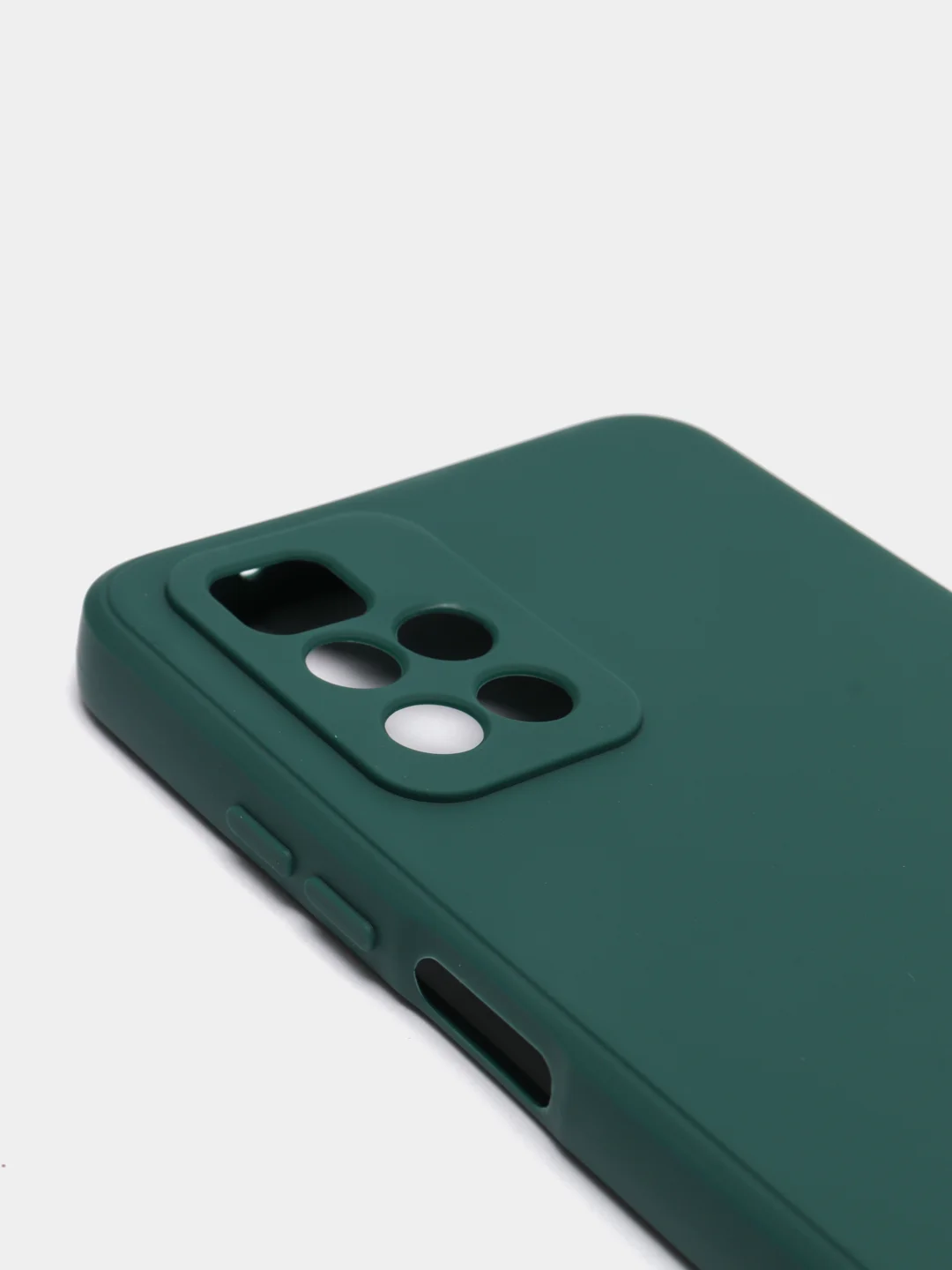 Зеленый чехол для Xiaomi Redmi 10 силиконовый с защитой камеры и бархатом внутри Редми 10