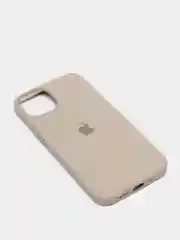 Серый чехол для iPhone 13 Silicone Case закрытый низ с логотипом