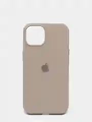 Серый чехол для iPhone 13 Silicone Case закрытый низ с логотипом