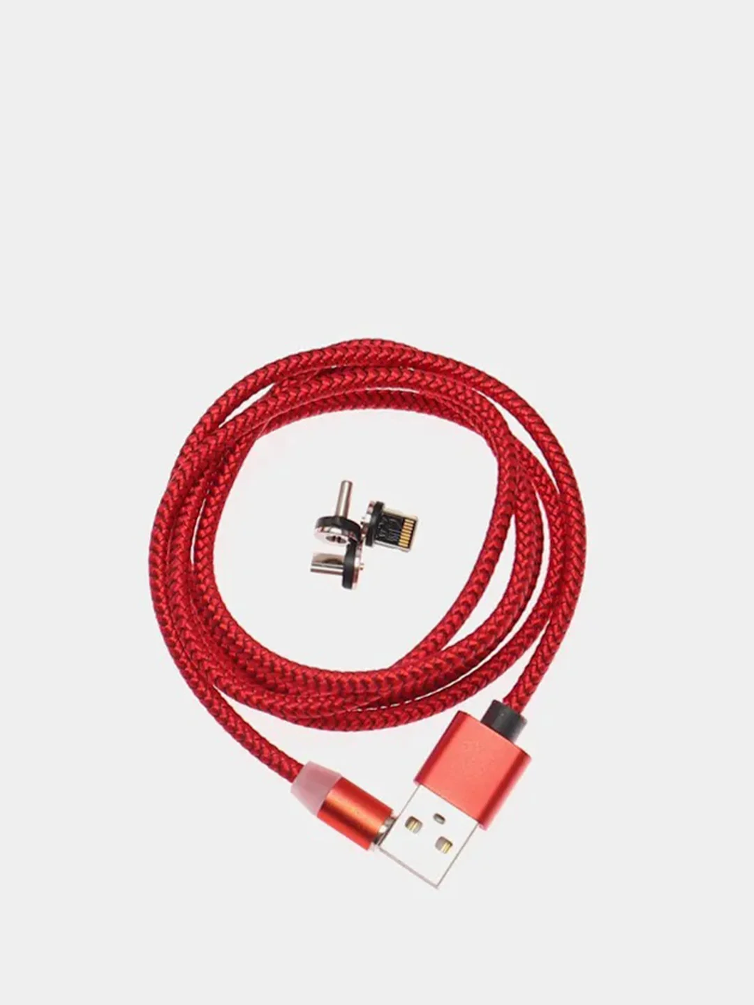 Красный магнитный кабель для зарядки, коннекторы MicroUSB, Type-C, iPhone Lightning по отдельности