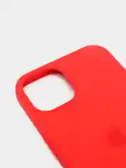 Красный чехол для iPhone 13 Silicone Case закрытый низ с логотипом