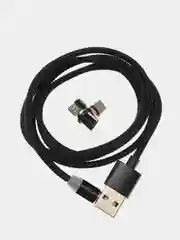 Черный магнитный кабель для зарядки, коннекторы MicroUSB, Type-C, iPhone Lightning по отдельности