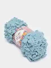 Лазурный пряжа Alize Puffy Fine, маленькие петельки, микрополиэстер, 100 г, 14 м