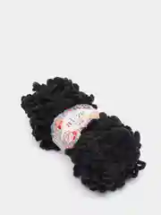Черный пряжа Alize Puffy Fine, маленькие петельки, микрополиэстер, 100 г, 14 м
