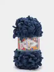 Синий меланж пряжа Alize Puffy Fine, маленькие петельки, микрополиэстер, 100 г, 14 м