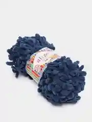 Синий меланж пряжа Alize Puffy Fine, маленькие петельки, микрополиэстер, 100 г, 14 м