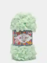 Мятный пряжа Alize Puffy Fine, маленькие петельки, микрополиэстер, 100 г, 14 м