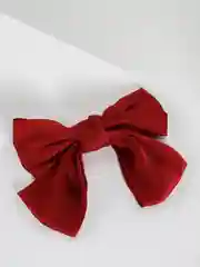 Бордовый атласный бант для волос на заколке