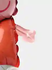 Красный воздушный фольгированный шар с надувной ручкой