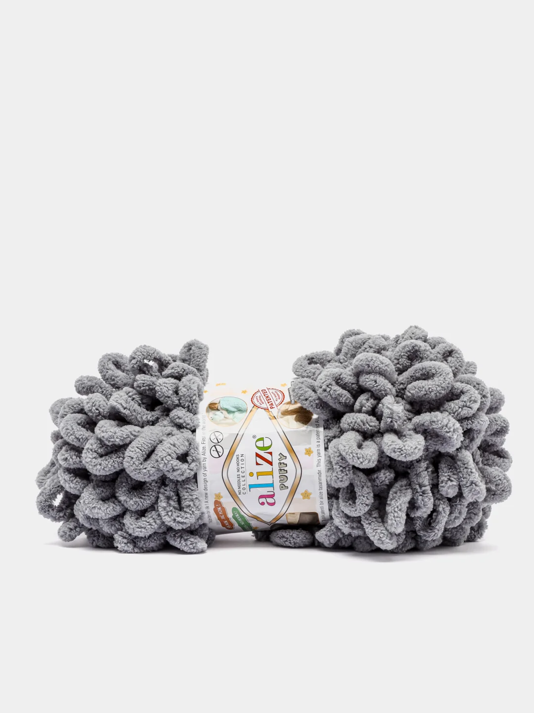Серый пряжа Alize Puffy петельки