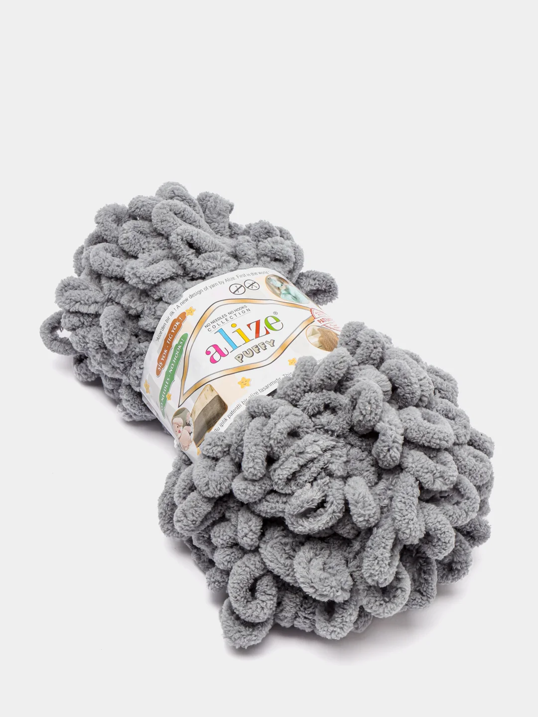 Серый пряжа Alize Puffy петельки