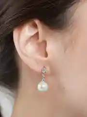 Серый серьги-подвески удлиненные, с имитацией жемчуга, женские