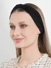 Черный хлопковые широкие эластичные повязки для волос, х/б