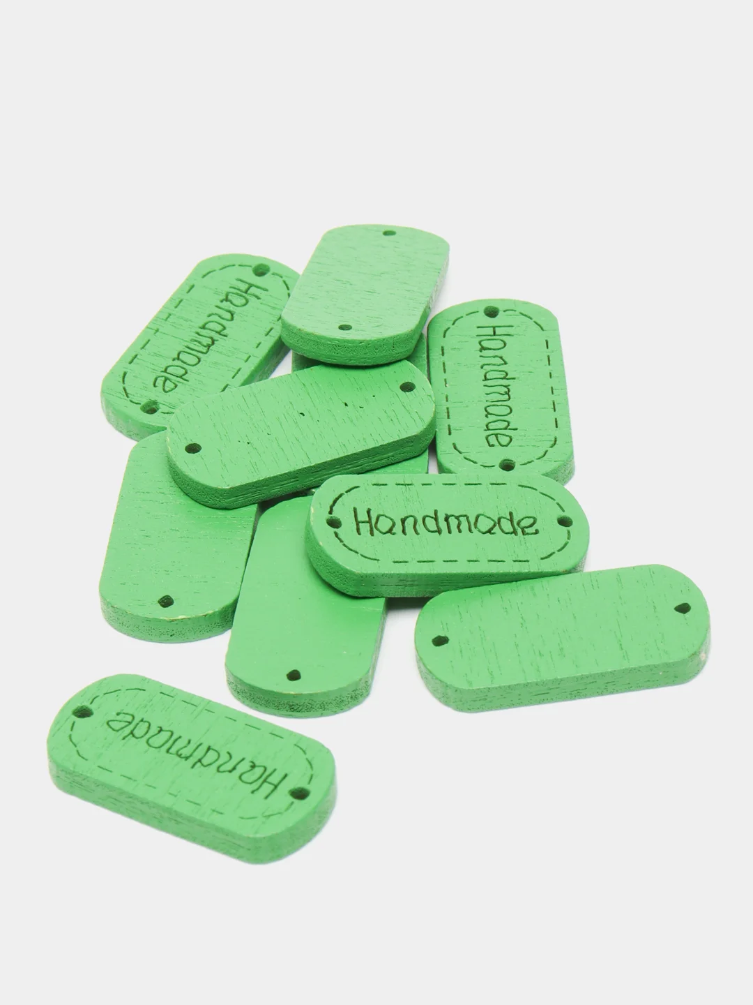 Зеленый бирки "Hand made", 10штук