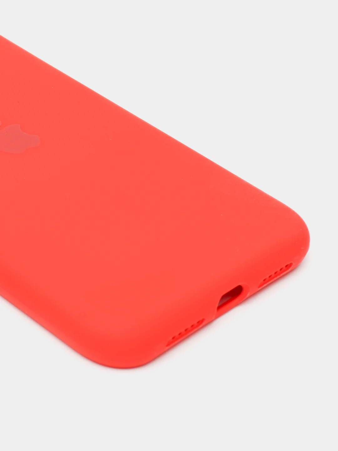 Красный чехол Silicone Case iPhone 11 с защитой камеры с бархатной подкладкой