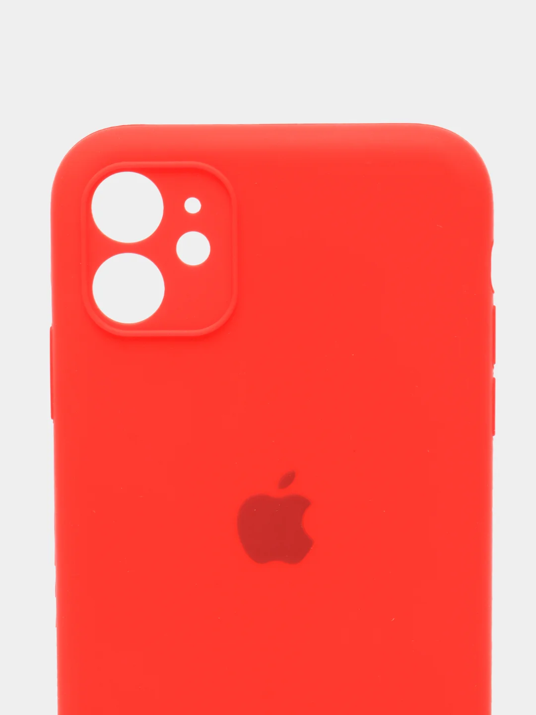 Красный чехол Silicone Case iPhone 11 с защитой камеры с бархатной подкладкой