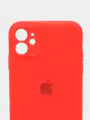 Красный чехол Silicone Case iPhone 11 с защитой камеры с бархатной подкладкой