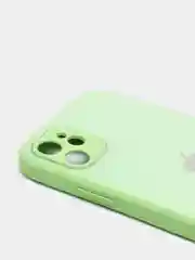Салатовый чехол для iPhone Xr/ 11/ 12/ mini/ Pro/ ProMax, силиконовый со стеклянной панелью