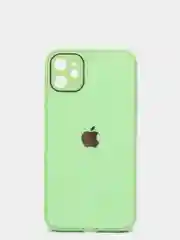 Салатовый чехол для iPhone Xr/ 11/ 12/ mini/ Pro/ ProMax, силиконовый со стеклянной панелью