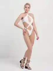Белый женский слитный купальник